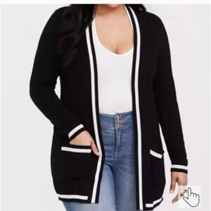 Torrid 2X Open Front Ribbed Varsity Office Day To Night Cardigan Spring